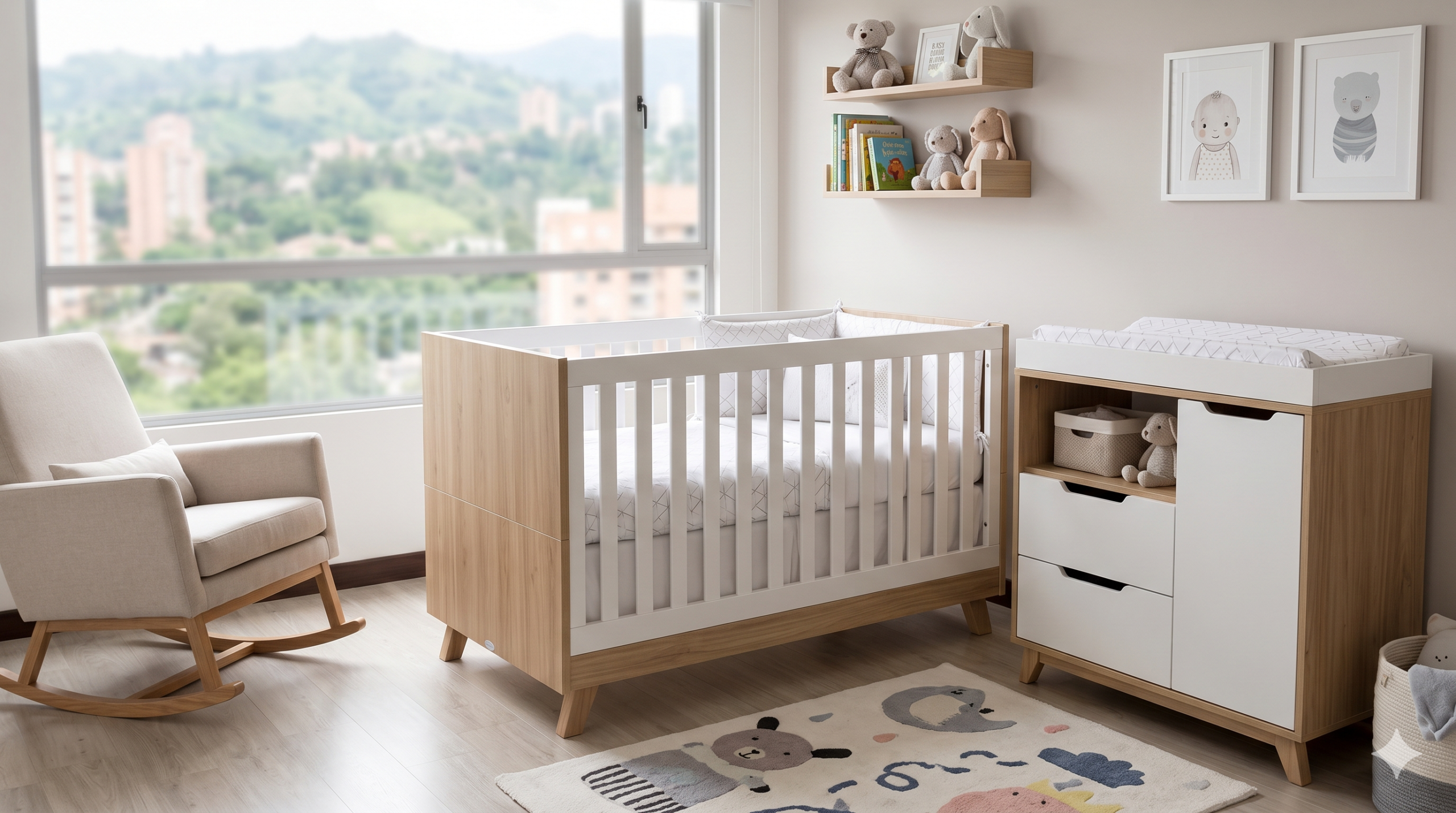 Dormitorio Infantil Integral con Cuna Convertible y Cambiador Funcional Bucaramanga