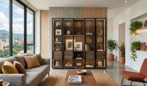 Vitrina Rústica Industrial en Madera Maciza y Forja Bucaramanga